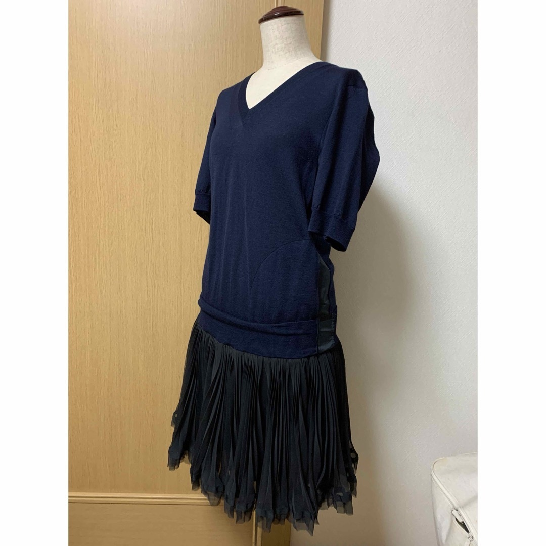 sacai ニットチュール ひだ ワンピース ドゥロワー sacai ニットチュール ひだ ワンピース ドゥロワー