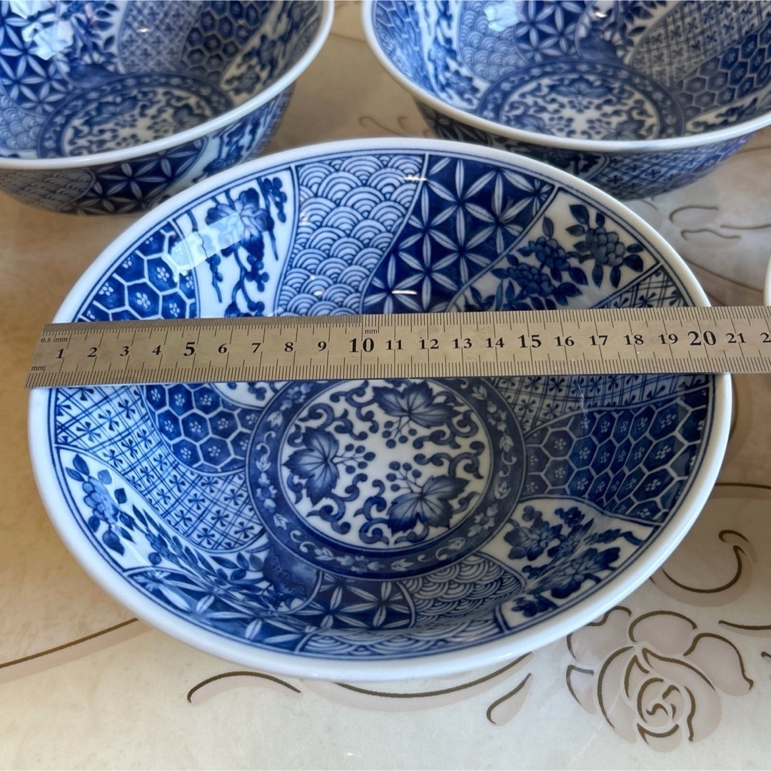 三洋陶器 龍峰窯 染付ネジリ祥瑞 丼ぶり揃 5客セット ラーメン鉢 三洋陶器 龍峰窯 染付ネジリ祥瑞 丼ぶり揃 5客セット ラーメン鉢