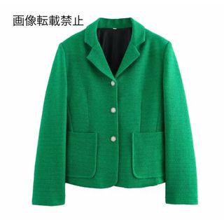 🍄‍🟫9月新作🍄‍🟫15305◆green ツイード ジャケット(テーラードジャケット)