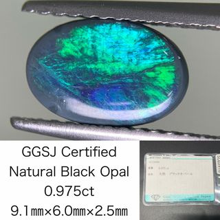 ブラックオパール 0.975ct 宝石ソーティング付き  9.1㎜×6.0㎜×2.5㎜  ルース（ 裸石 ） 2845Y(各種パーツ)