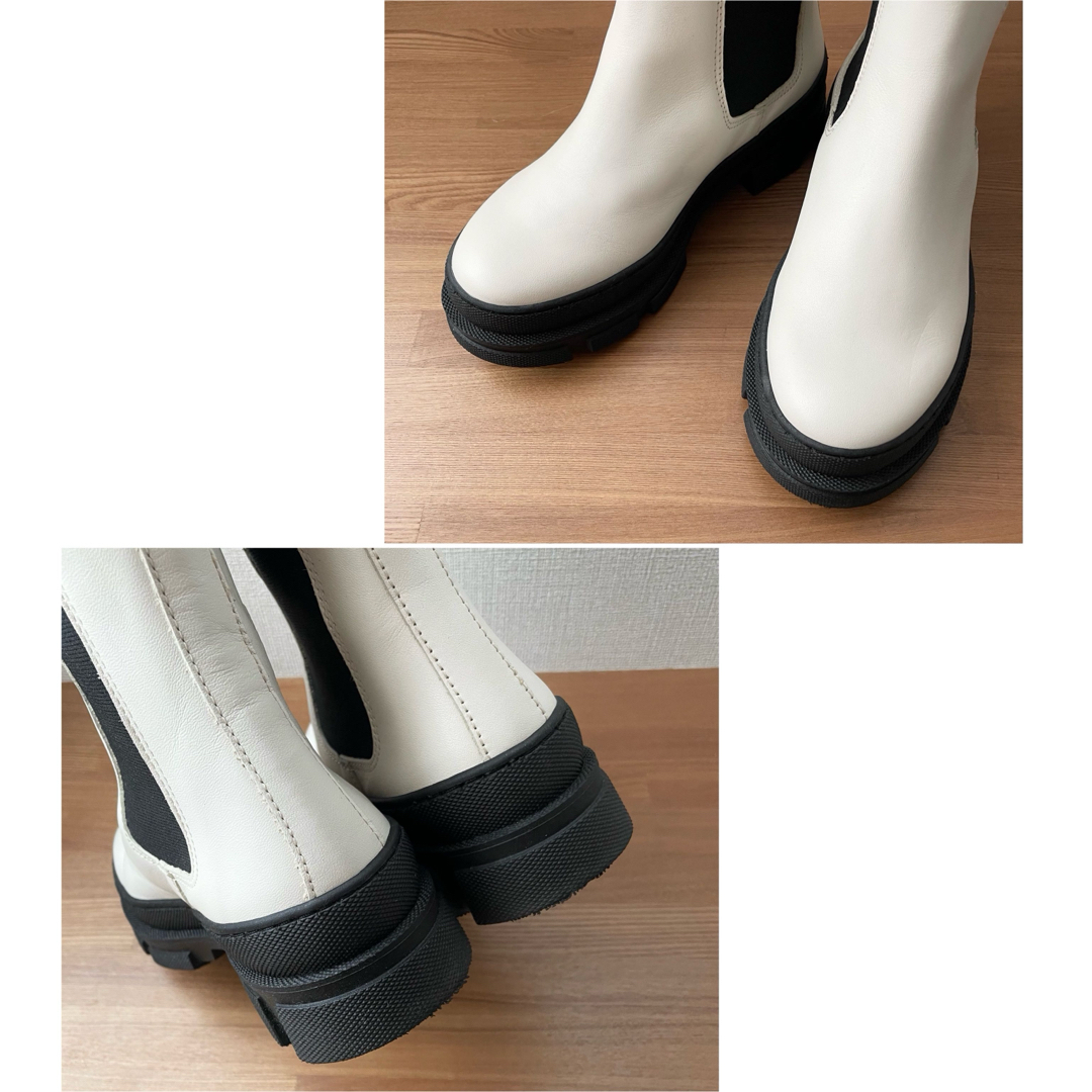 美品!CARMEN SALASサイドゴアブーツ36ホワイト23 レザー 本革 美品!CARMEN SALASサイドゴアブーツ36ホワイト23 レザー 本革