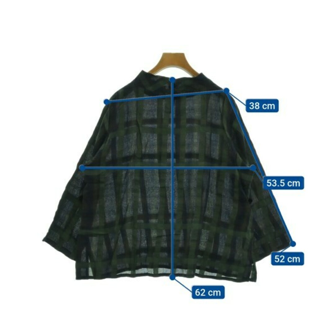 Plantation - plantation プランテーション ブラウス M 緑x茶x紺 Plantation - plantation プランテーション ブラウス M 緑x茶x紺