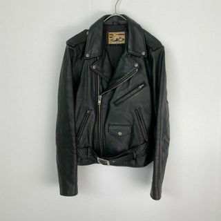 ヴィンテージ(VINTAGE)のヴィンテージ　ダブルライダース　BRN' GELEONE CLV 牛革　M(ライダースジャケット)