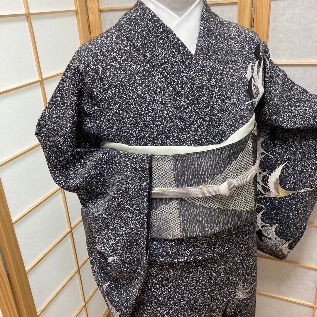 作家・しつけ糸付】正絹 たたき染め 草花文 金彩 訪問着5点セット