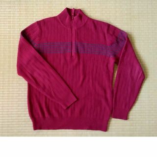 ユニクロ(UNIQLO)のユニクロ　メンズ　セーター　赤　レッド　Ｌサイズ　ハーフジップ　暖かい(ニット/セーター)