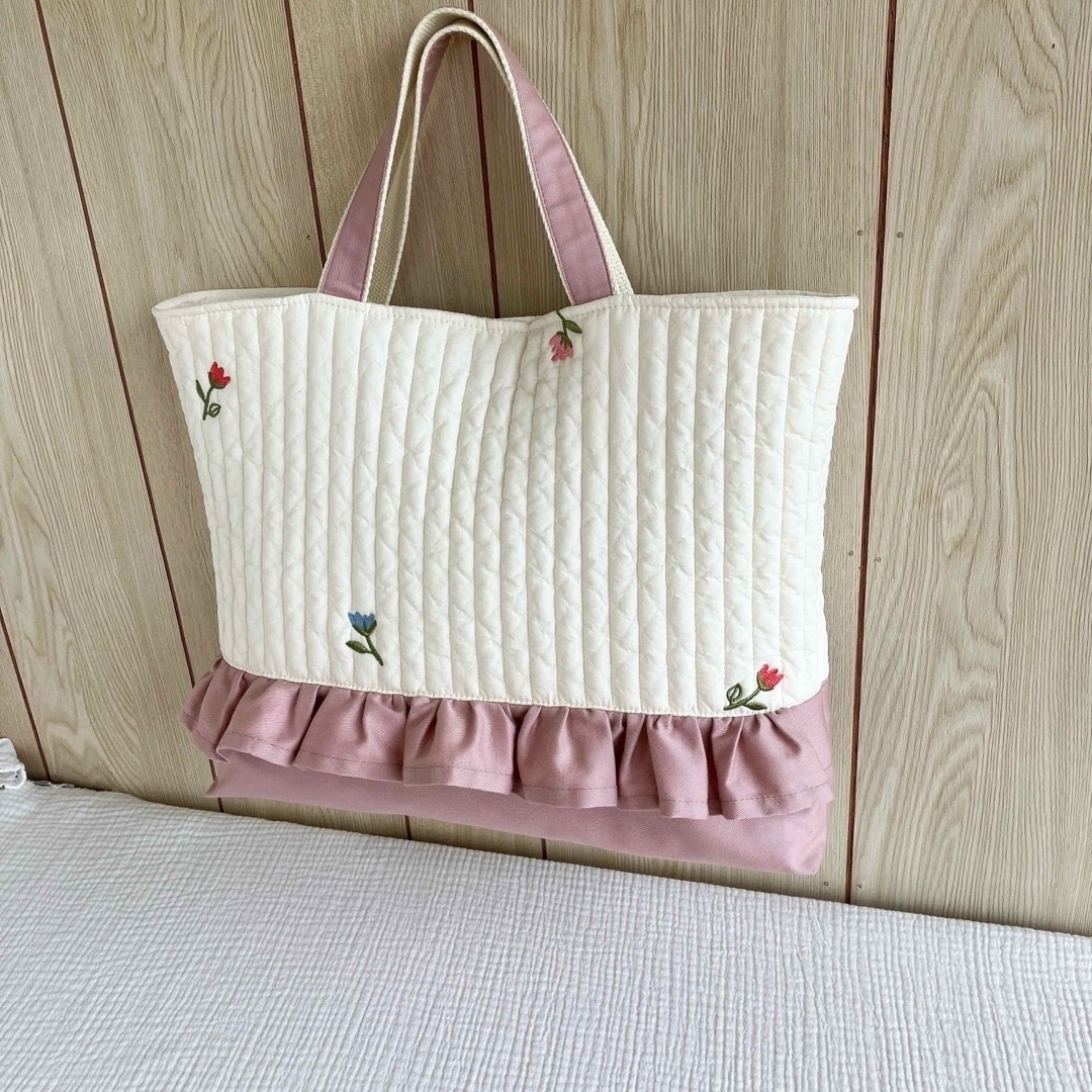 レッスンバッグ ヌビ イブル フリル チューリップ 花 ピンク レッスンバッグ ヌビ イブル フリル チューリップ 花 ピンク