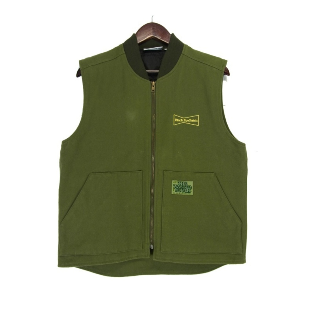wasted youth black eye patch ベスト カーキ wasted youth black eye patch ベスト カーキ