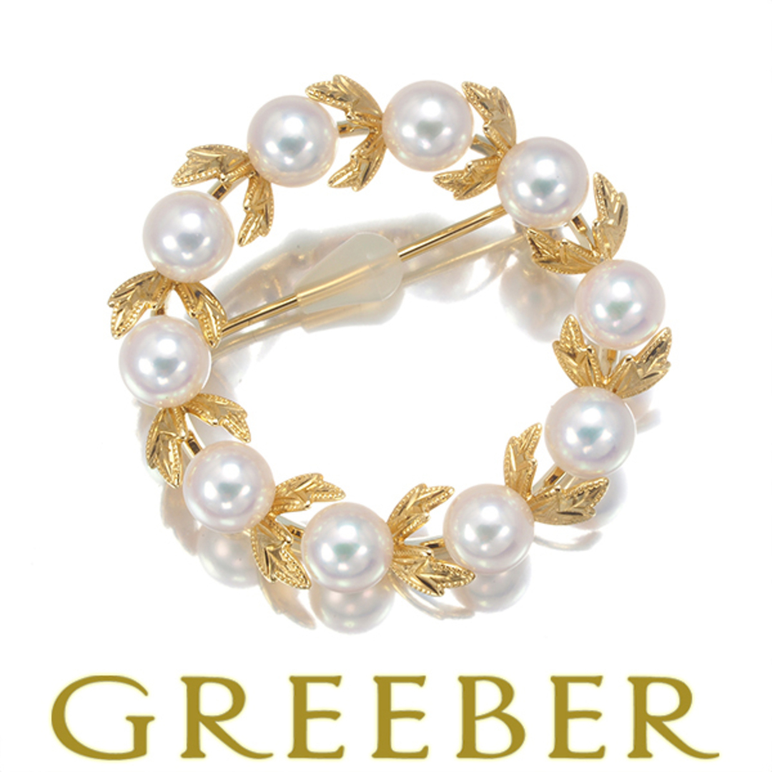 MIKIMOTO - ミキモト ブローチ パール 真珠 5.8mm リーフ リース MIKIMOTO - ミキモト ブローチ パール 真珠 5.8mm リーフ リース