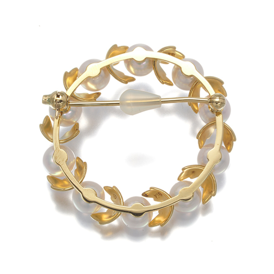 MIKIMOTO - ミキモト ブローチ パール 真珠 5.8mm リーフ リース MIKIMOTO - ミキモト ブローチ パール 真珠 5.8mm リーフ リース