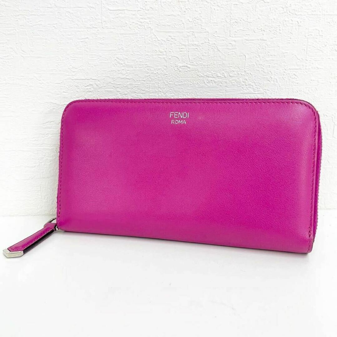 美品】FENDI フェンディ 長財布 ラウンドファスナー レザー 美品】FENDI フェンディ 長財布 ラウンドファスナー レザー