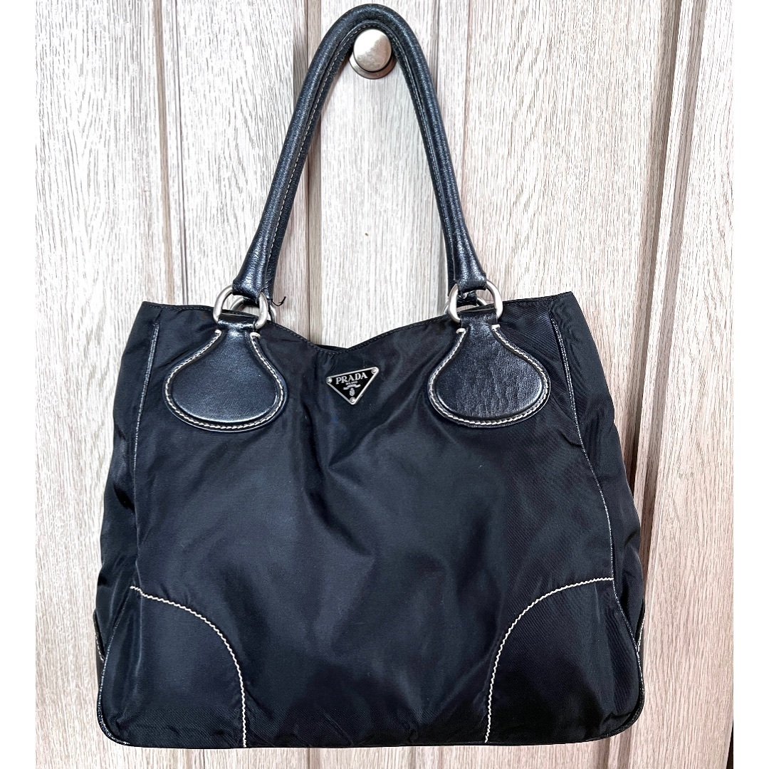 PRADA プラダ ナイロンxレザー トートバッグ 3角ロゴ PRADA プラダ ナイロンxレザー トートバッグ 3角ロゴ
