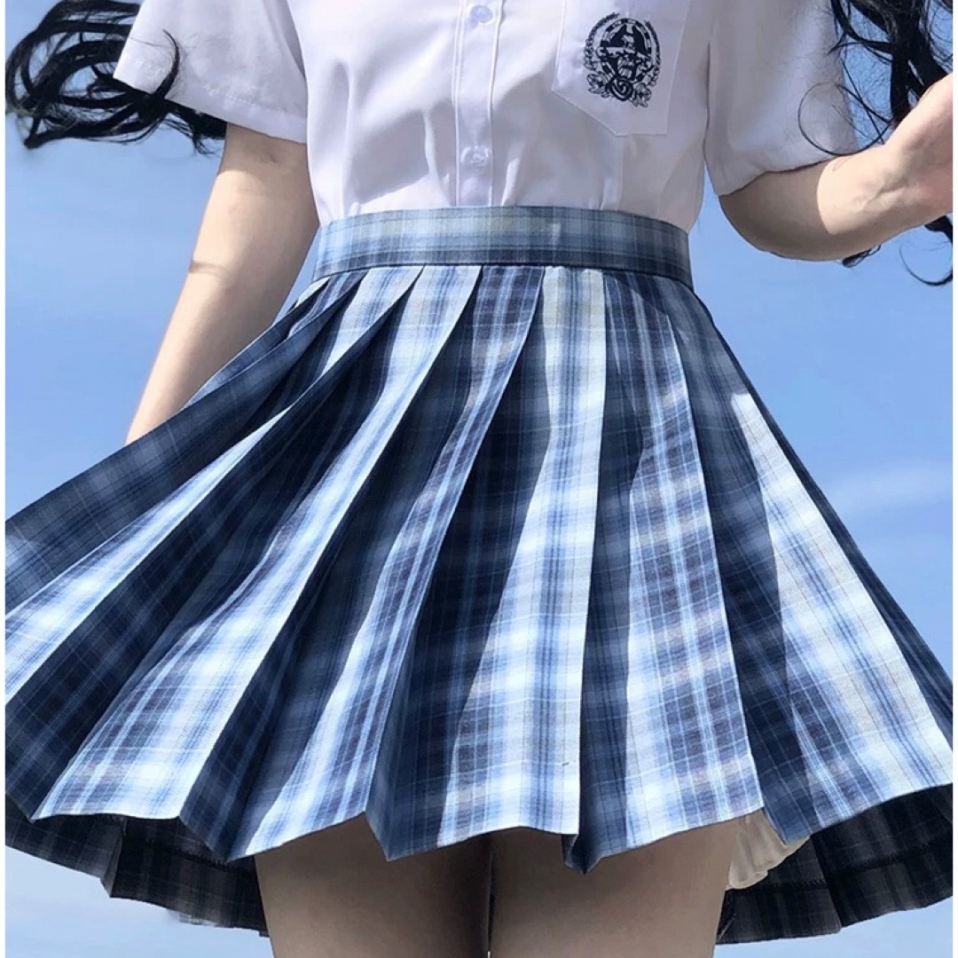 しまむら - 鯨落ち 白青紺色スカート JK制服 チェック ホワイト しまむら - 鯨落ち 白青紺色スカート JK制服 チェック ホワイト