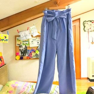 ダブルクローゼット(w closet)のりんごさん専用☆リボン付きタック入りワイドパンツ(カジュアルパンツ)