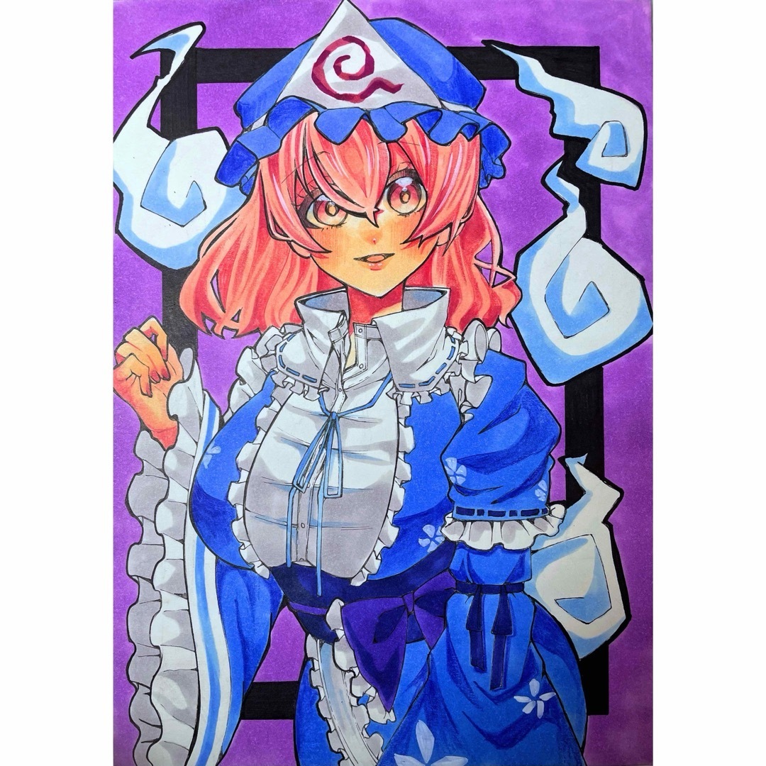 西行寺幽々子A☆東方Project☆B5サイズ 手描きイラスト|手描き 西行寺幽々子A☆東方Project☆B5サイズ 手描きイラスト|手描き