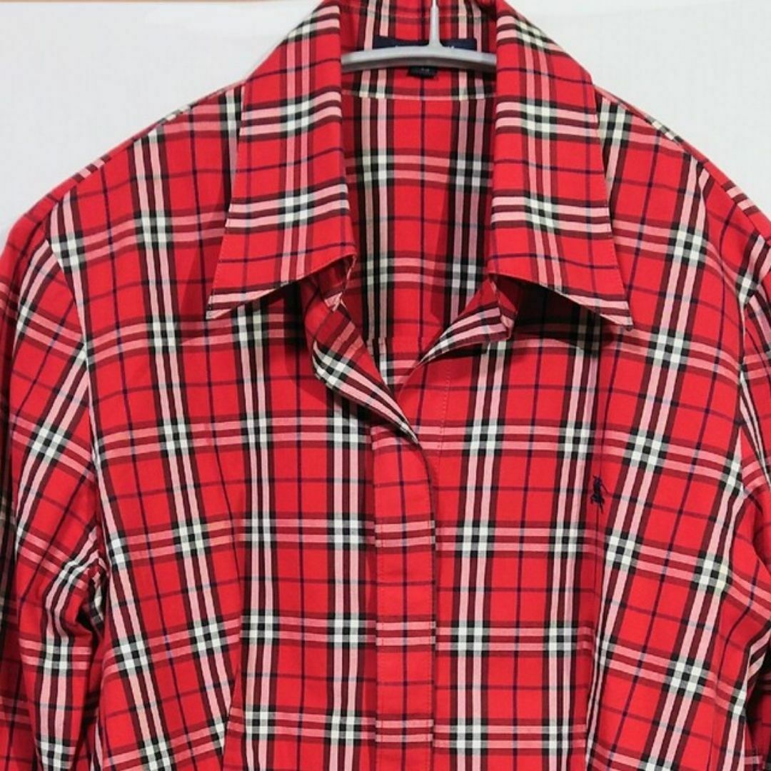 BURBERRY - バーバリー BURBERRY チェックシャツブラウス 赤 BURBERRY - バーバリー BURBERRY チェックシャツブラウス 赤