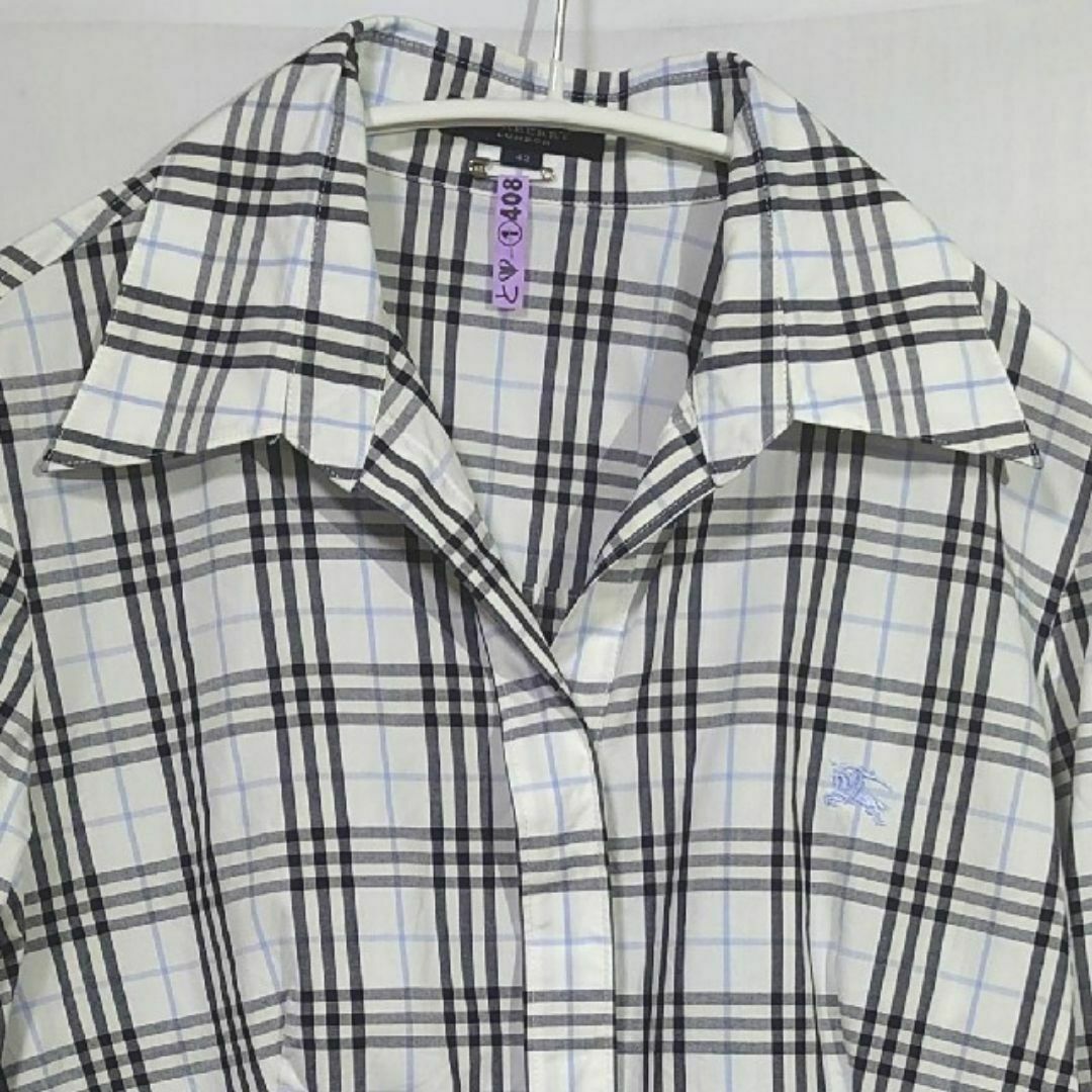 BURBERRY - バーバリーロンドン チェックブラウス 7分袖 42 BURBERRY - バーバリーロンドン チェックブラウス 7分袖 42