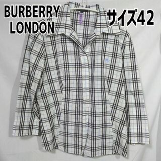 BURBERRY - バーバリーロンドン チェックブラウス 7分袖 42 BURBERRY - バーバリーロンドン チェックブラウス 7分袖 42