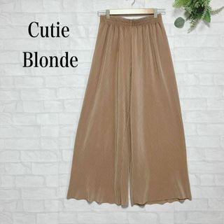 キューティーブロンド(Cutie Blonde)のキューティーブロンド プリーツパンツ ワイド ガウチョ 大人カジュアル M 茶色(カジュアルパンツ)