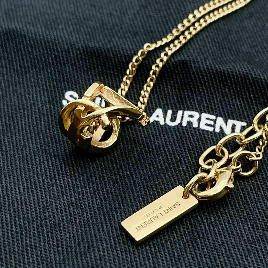 YSL サンローラン ネックレス ツイスト モノグラム リング シルバー YSL サンローラン ネックレス ツイスト モノグラム リング シルバー