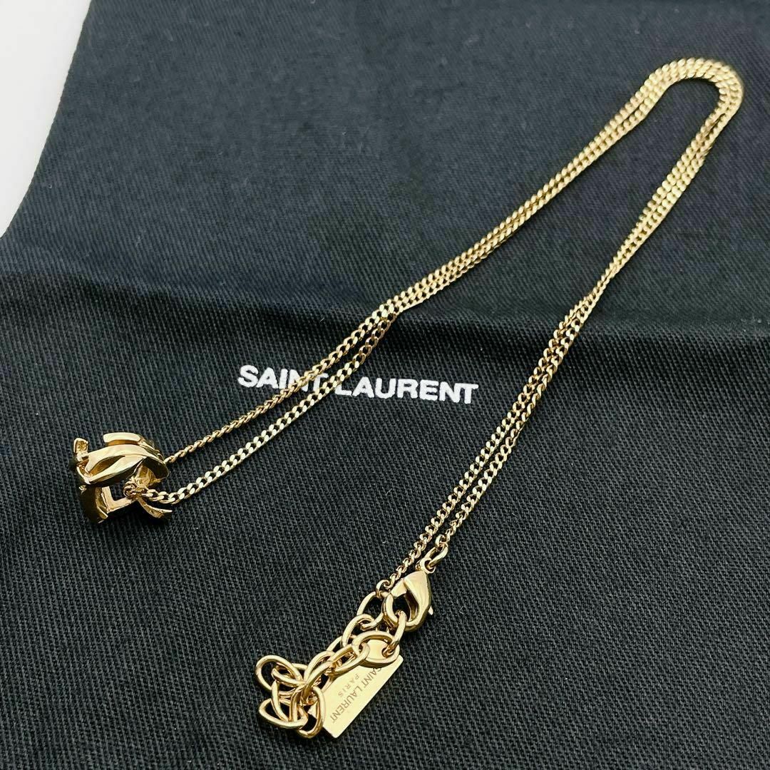 YSL サンローラン ネックレス ツイスト モノグラム リング シルバー YSL サンローラン ネックレス ツイスト モノグラム リング シルバー