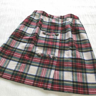 タータンチェック巻スカート　ウール95%ペチコート付き(ミニスカート)