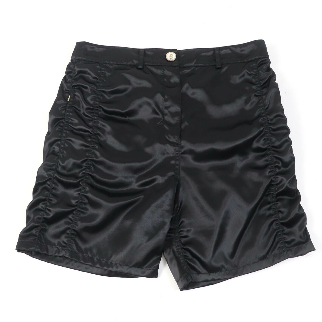 CHANEL - 極美品☆CHANEL シャネル 21SS P70669 V62116 No5ボタン付 ギャザーデザイン ショートパンツ ブラック 40 イタリア製 正規品 レディース