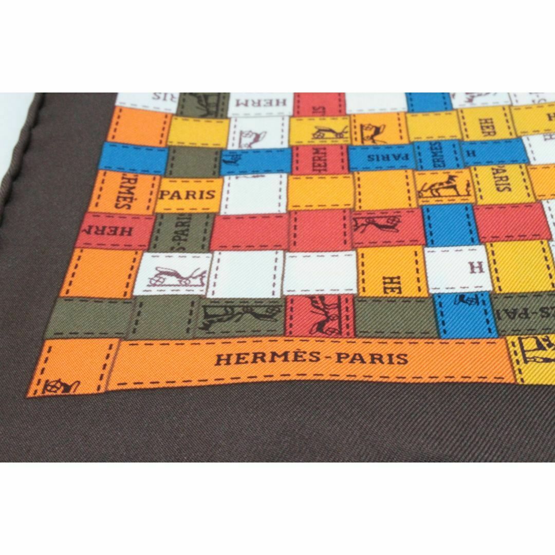 HERMES - エルメス ボルデュックチェックリボン柄カレ90cm【超美 HERMES - エルメス ボルデュックチェックリボン柄カレ90cm【超美