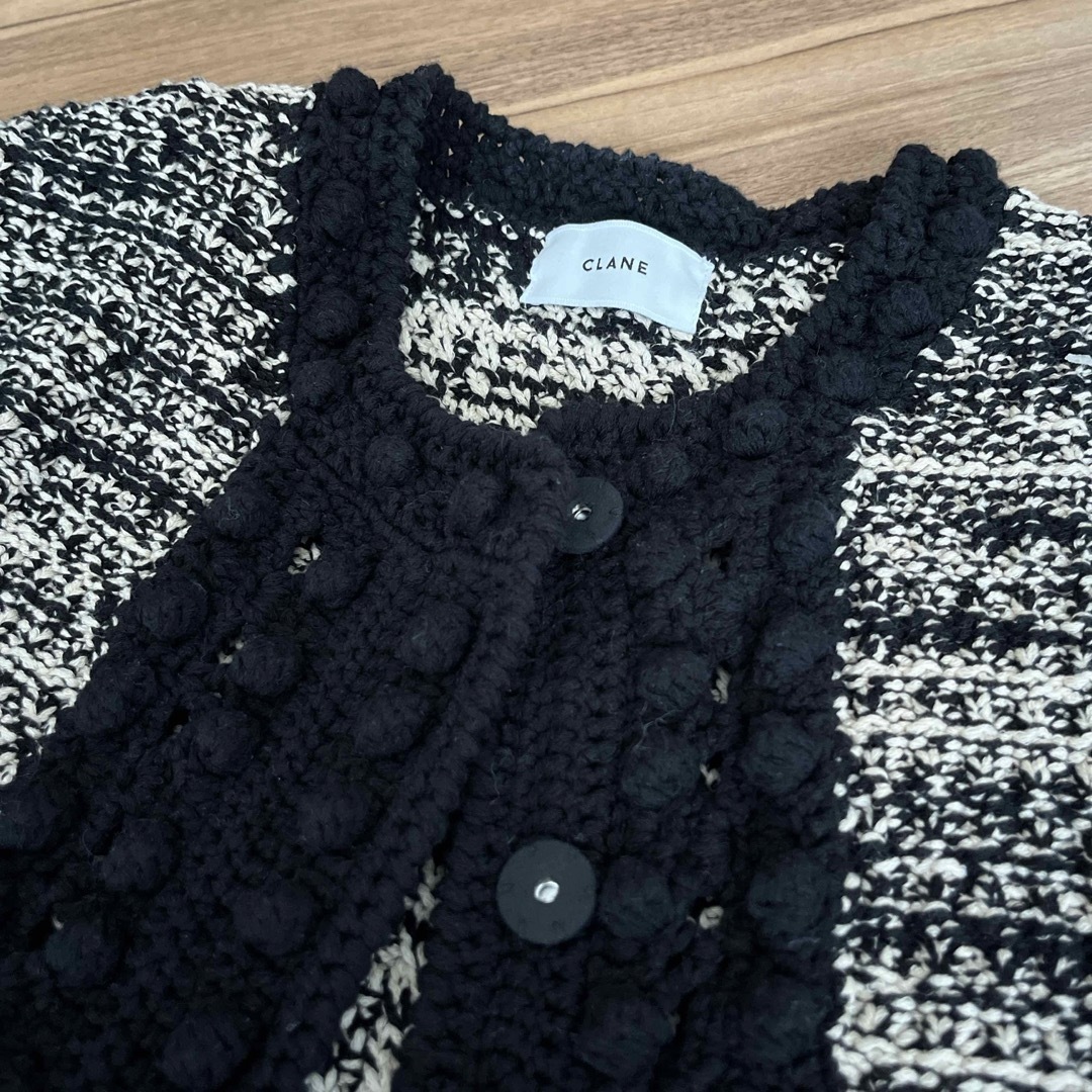 CLANE DOT LINE HALF SLEEVE KNIT CARDIGAN CLANE DOT LINE HALF SLEEVE KNIT CARDIGAN
