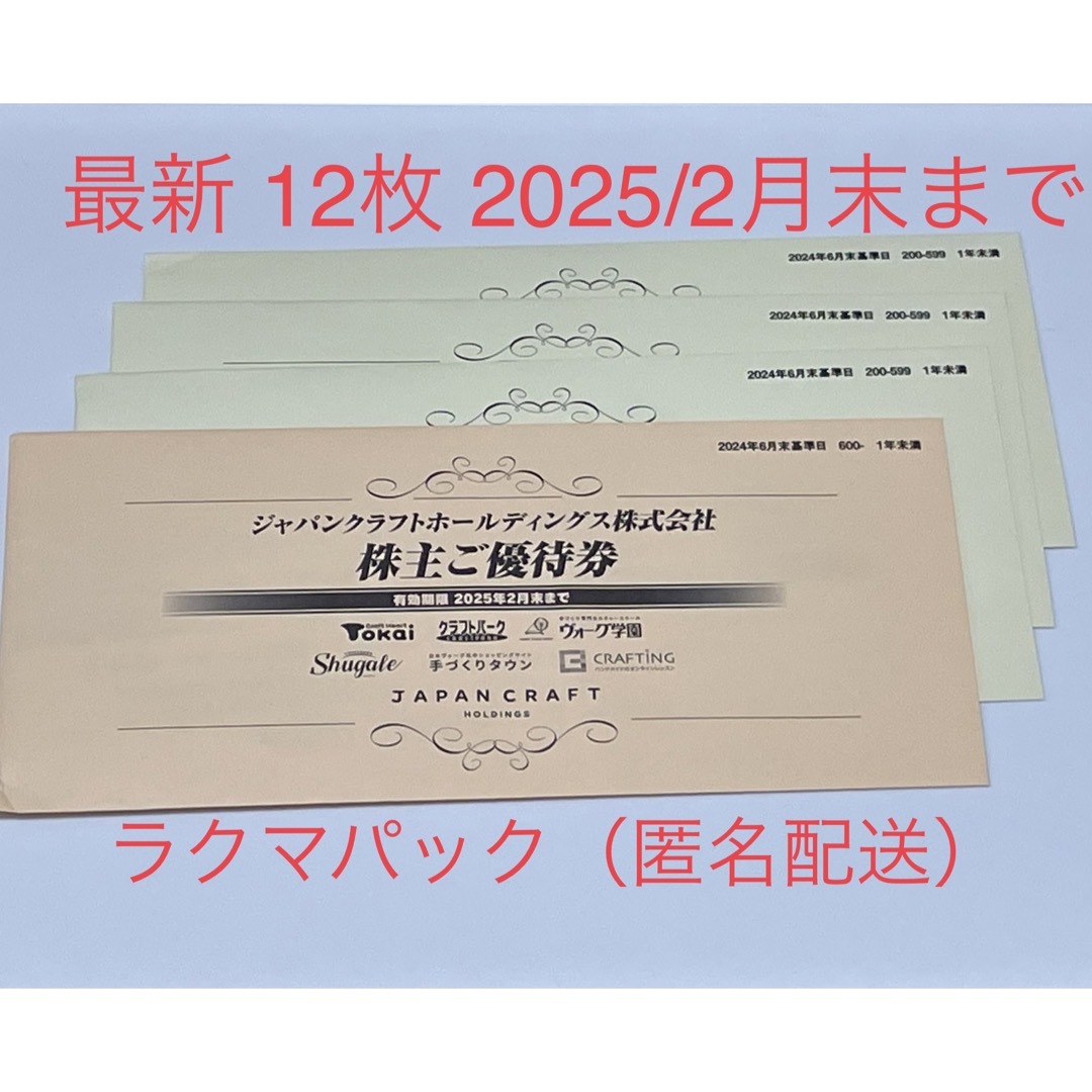 ジャパンクラフト トーカイ Tokai 藤久 株主優待券 12000円 匿名配送 チケットの優待券/割引券(ショッピング)の商品写真