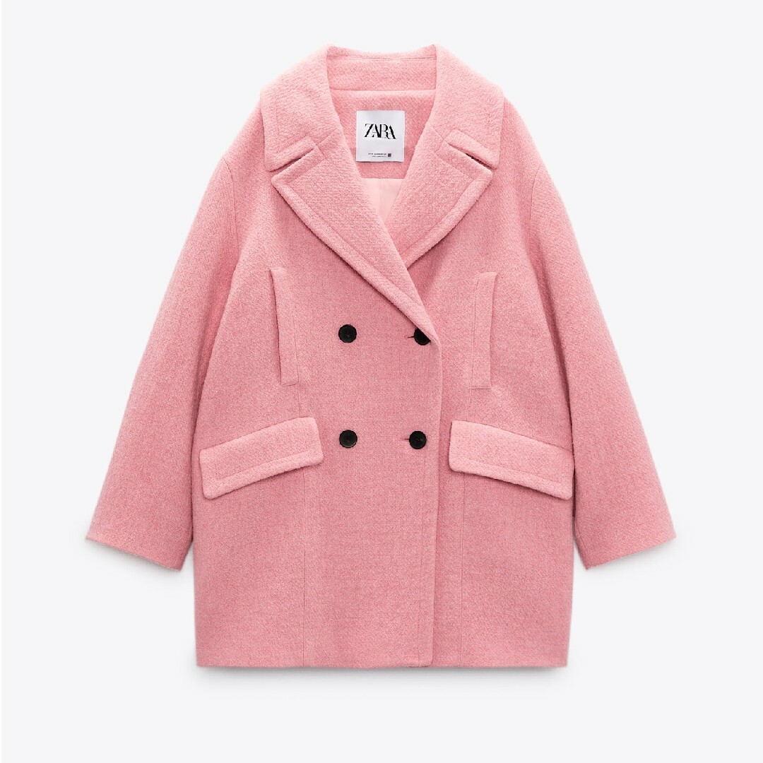 ZARA オーバーサイズ仕様ダブルブレストコート Sサイズ ピンク ZARA オーバーサイズ仕様ダブルブレストコート Sサイズ ピンク