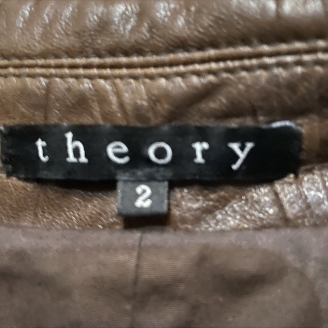 Theory - レディースM レザー ロングコート 羊 本革 ラム 茶 Theory - レディースM レザー ロングコート 羊 本革 ラム 茶