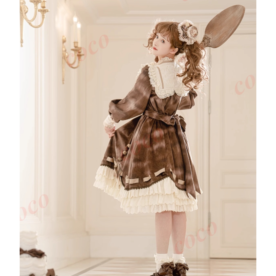 オリジナルlolita日常可愛い少女長袖クラシカルロリータ