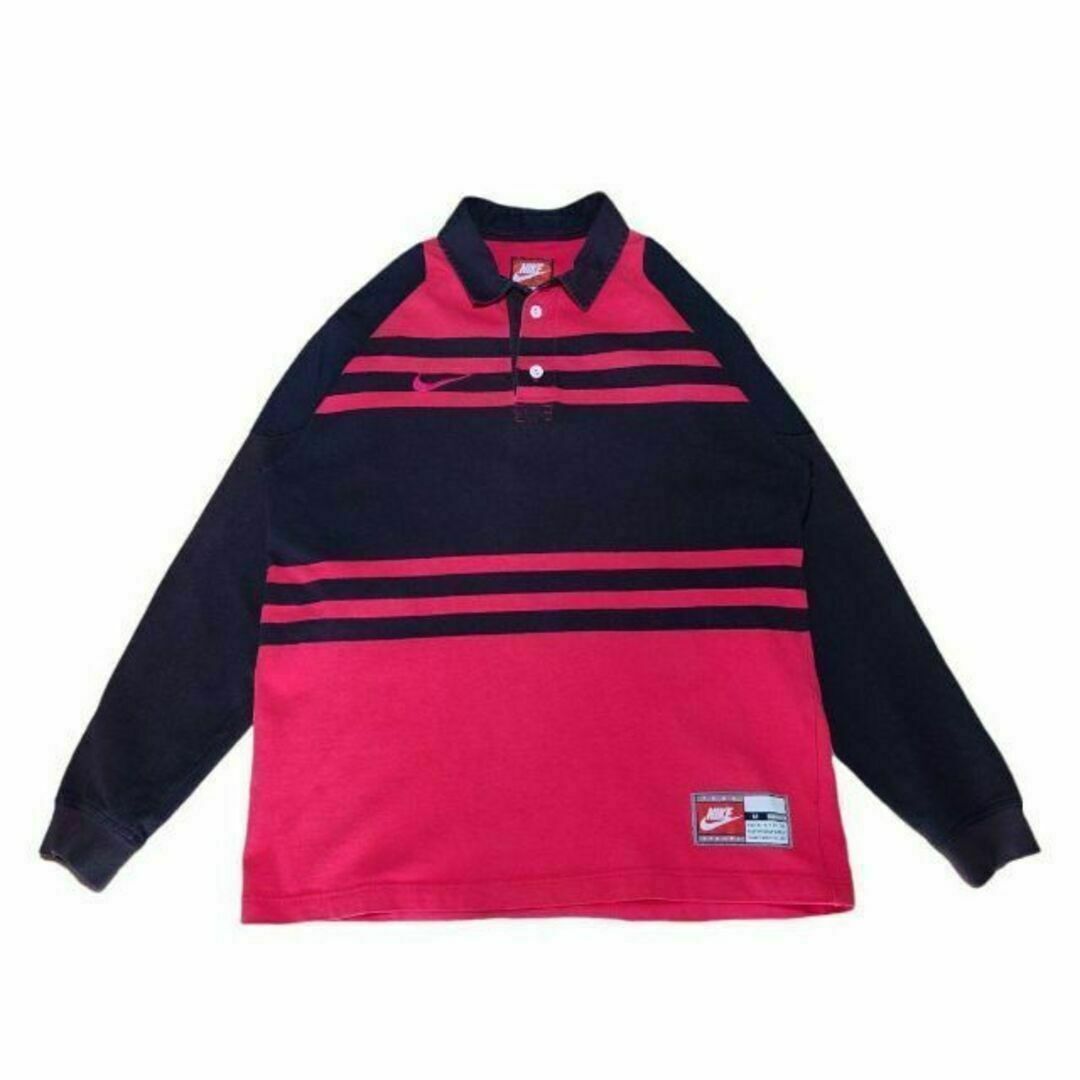 NIKE - 90s NIKE ボーダー ラガーシャツ 古着 ナイキ TEAM TAGの NIKE - 90s NIKE ボーダー ラガーシャツ 古着 ナイキ TEAM TAGの