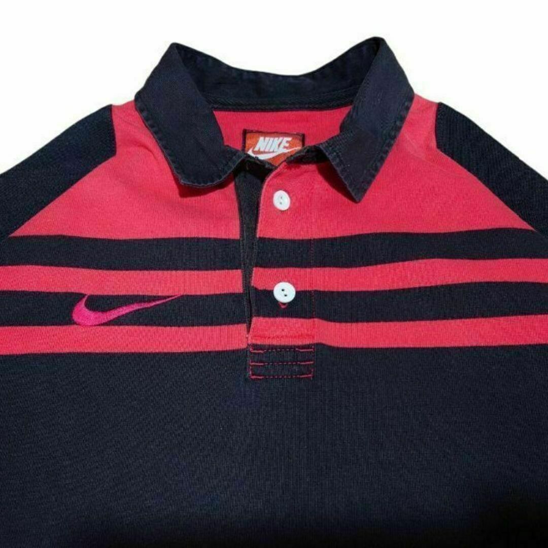 NIKE - 90s NIKE ボーダー ラガーシャツ 古着 ナイキ TEAM TAGの NIKE - 90s NIKE ボーダー ラガーシャツ 古着 ナイキ TEAM TAGの