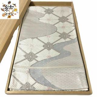 MO-3121 袋帯 流水に菱形模様 銀糸 銀色の通販 by 結-むすび MO-3121 袋帯 流水に菱形模様 銀糸 銀色の通販 by 結-むすび