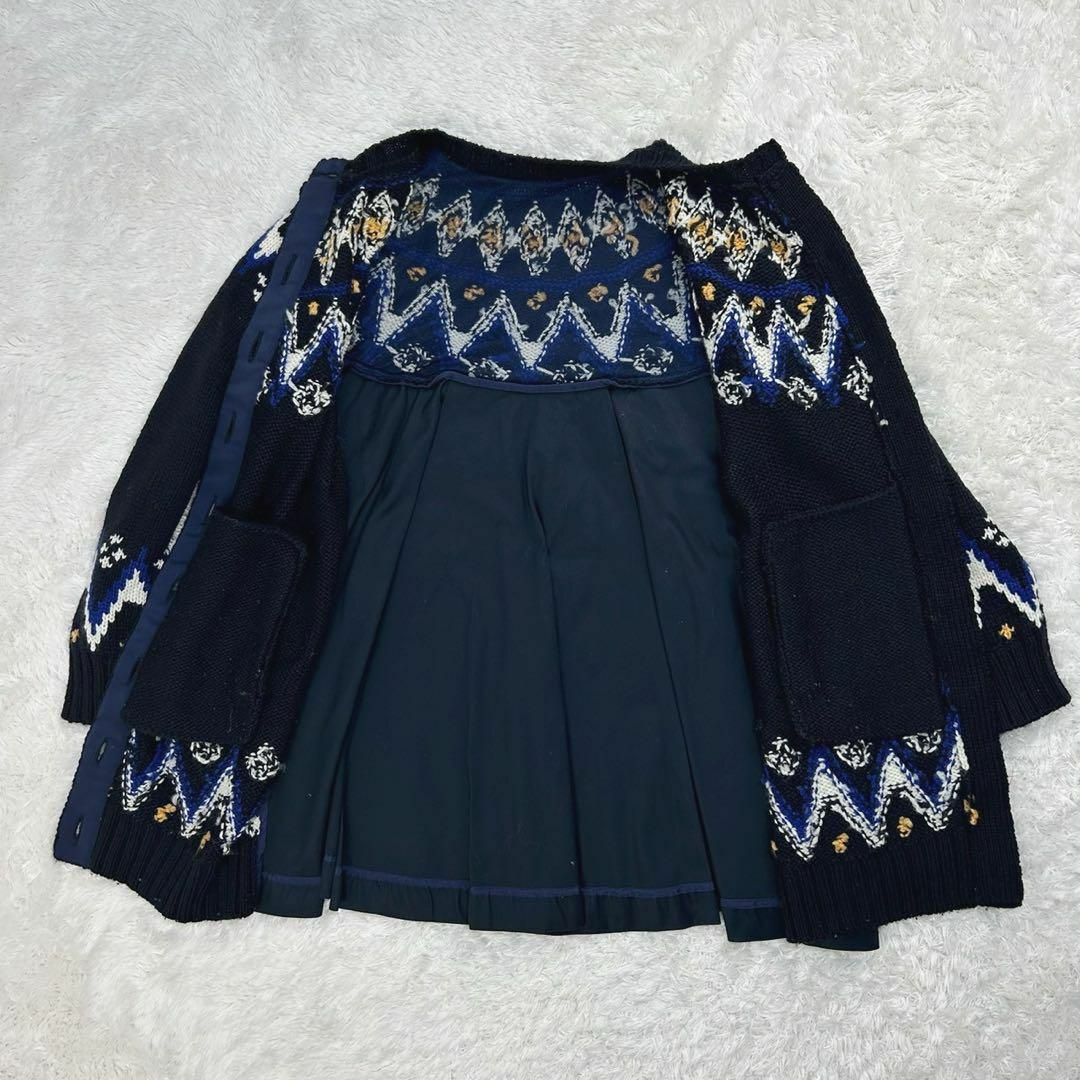 サカイ Sacai☆ノーカラーカーディガン ネイティブ柄 アーガイル サカイ Sacai☆ノーカラーカーディガン ネイティブ柄 アーガイル