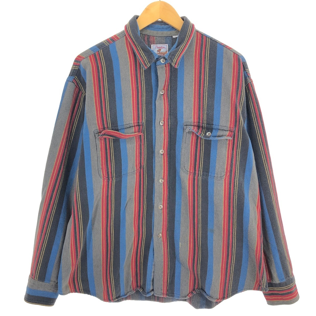 古着 80年代 PRENTISS マルチストライプ 長袖 ヘビーネルシャツ 古着 80年代 PRENTISS マルチストライプ 長袖 ヘビーネルシャツ