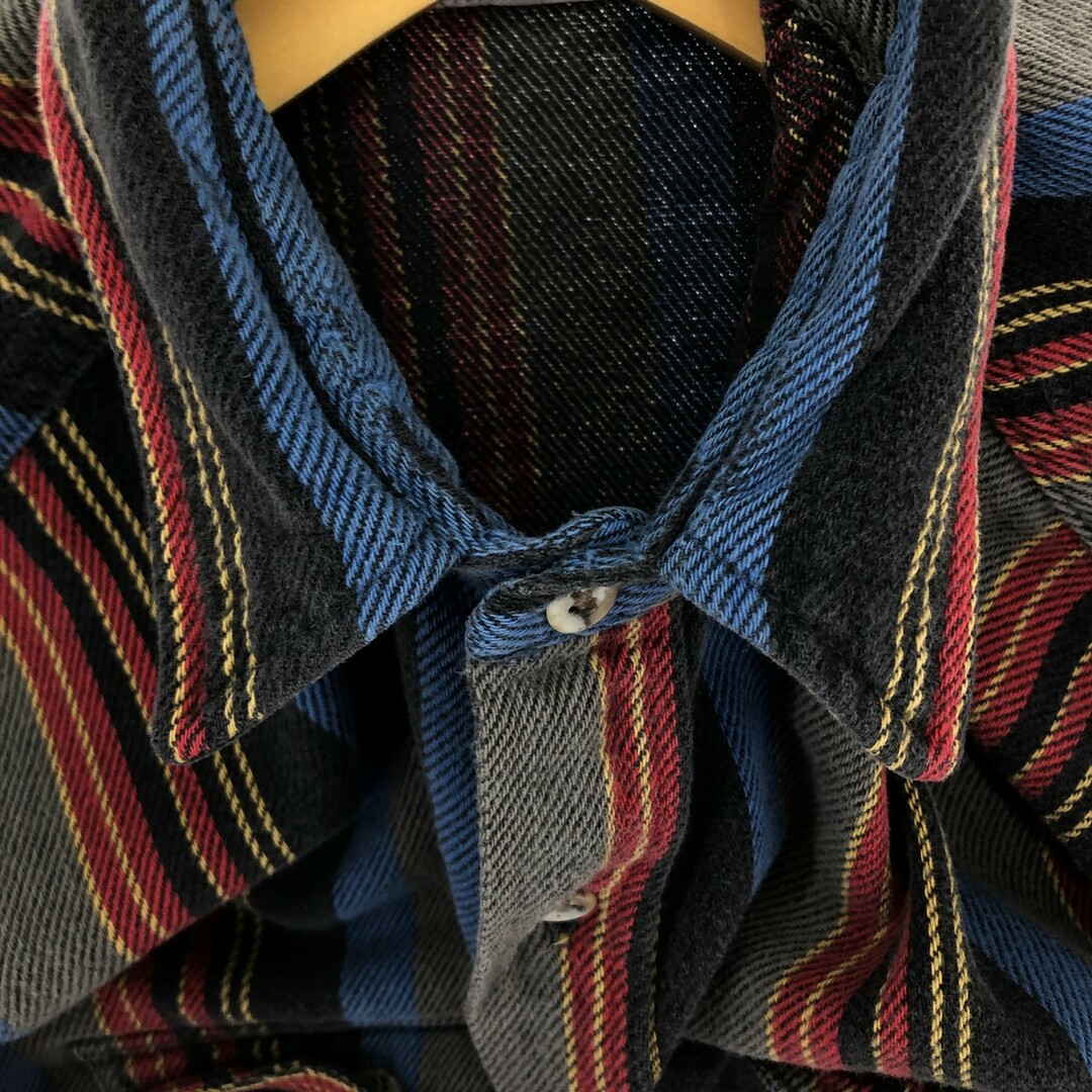 古着 80年代 PRENTISS マルチストライプ 長袖 ヘビーネルシャツ 古着 80年代 PRENTISS マルチストライプ 長袖 ヘビーネルシャツ