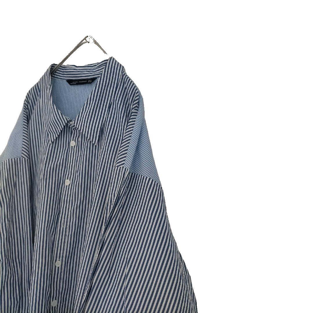 ZARA - ZARA WOMAN オーバーサイズ ストライプシャツ パッチ ZARA - ZARA WOMAN オーバーサイズ ストライプシャツ パッチ