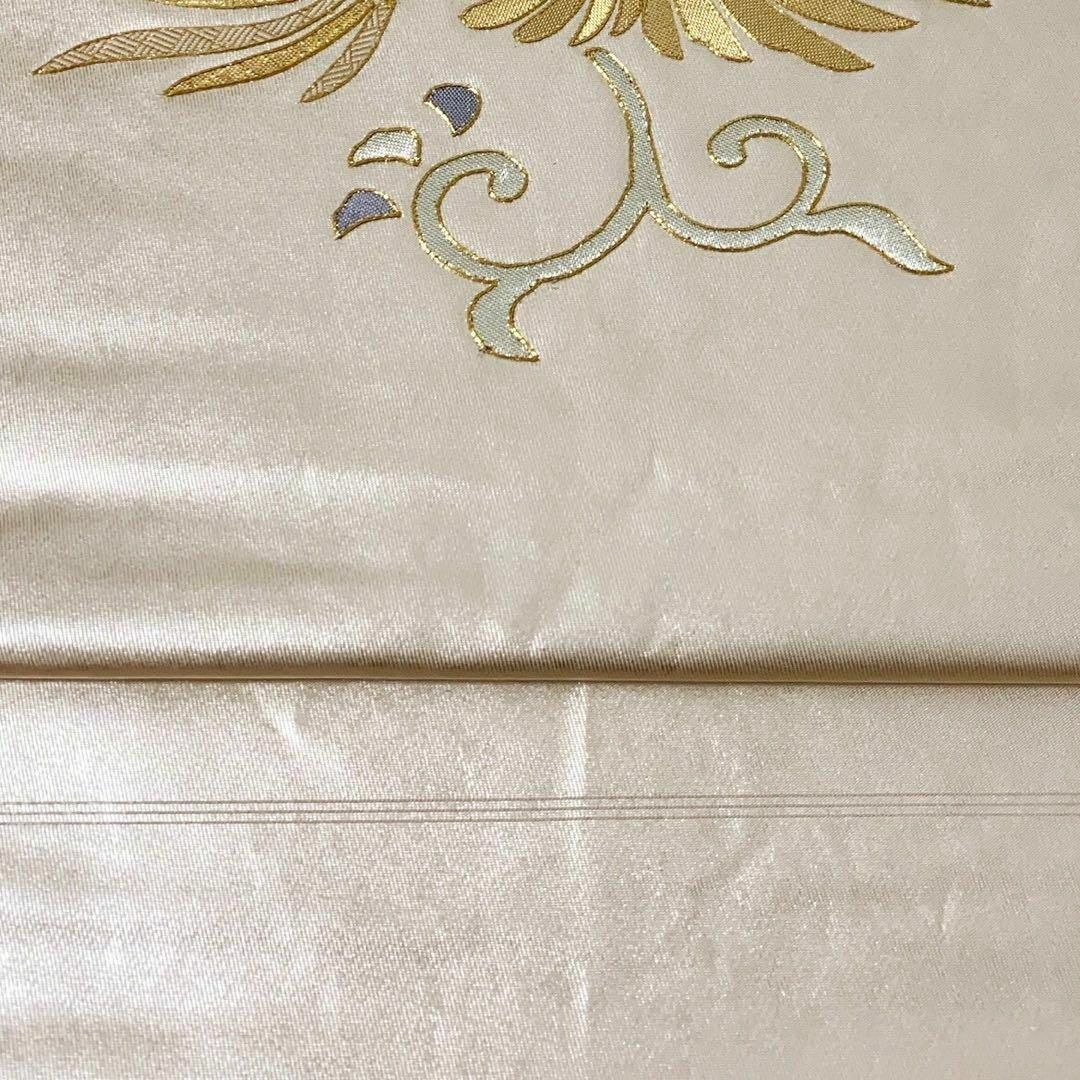 MO-3132 袋帯 川島織物 鳳凰と花唐草 金駒刺繍 金銀糸 白銀色 MO-3132 袋帯 川島織物 鳳凰と花唐草 金駒刺繍 金銀糸 白銀色