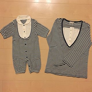 ベルメゾン(ベルメゾン)の美品 親子コーデ☆ベビー ロンパース&ママ 授乳服(ロンパース)