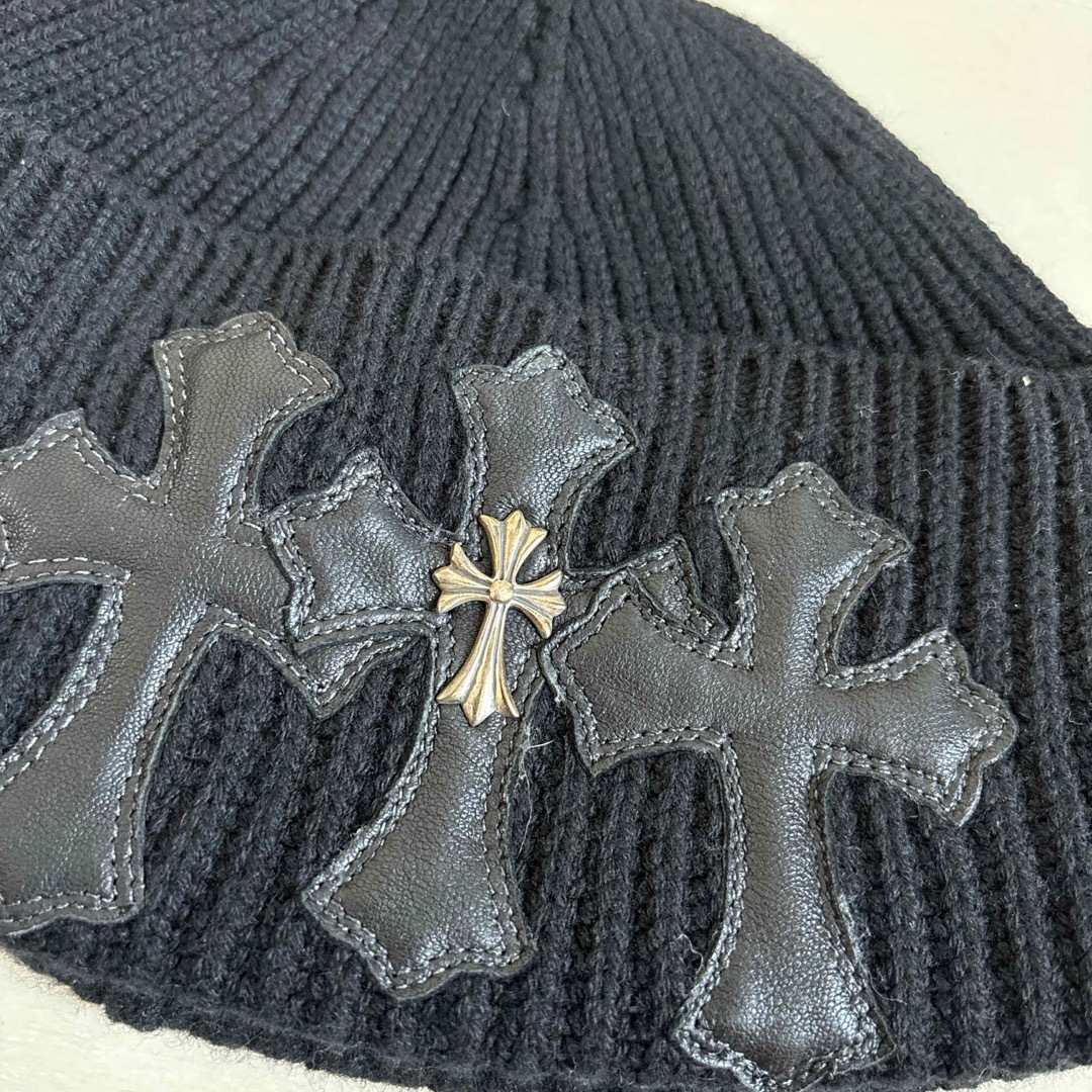 Chrome Hearts - クロムハーツ ニット帽 クロスパッチ 帽子の Chrome Hearts - クロムハーツ ニット帽 クロスパッチ 帽子の