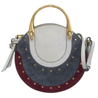 クロエ(Chloe)の超美品 クロエ Chloe 2018年 PIXIE ピクシー スエード スタッズ レザー 2way ショルダー クロスボディ バッグ ポシェット S マルチ レディース(ショルダーバッグ)