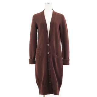 エルメス(HERMES)の【美品】HERMES エルメス カーディガン ニット カシミヤ100％ ミドルゲージ ロング トップス アウター ポケットあり レディース サイズ SM ブラウン イタリア製(カーディガン)