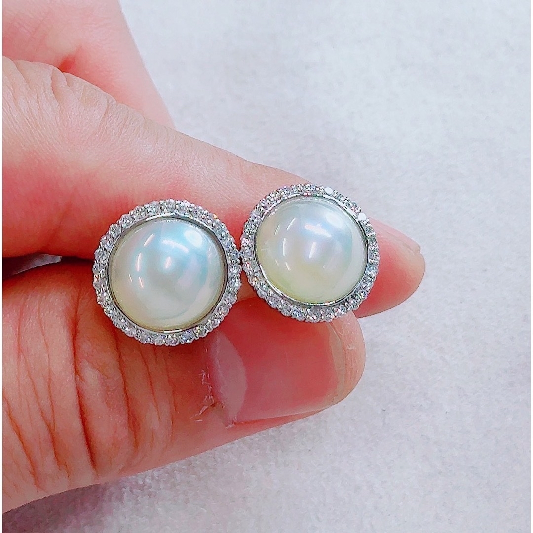 ☆マベパール11mm☆✨0.60ctダイヤモンドプラチナスタッドピアス ☆マベパール11mm☆✨0.60ctダイヤモンドプラチナスタッドピアス