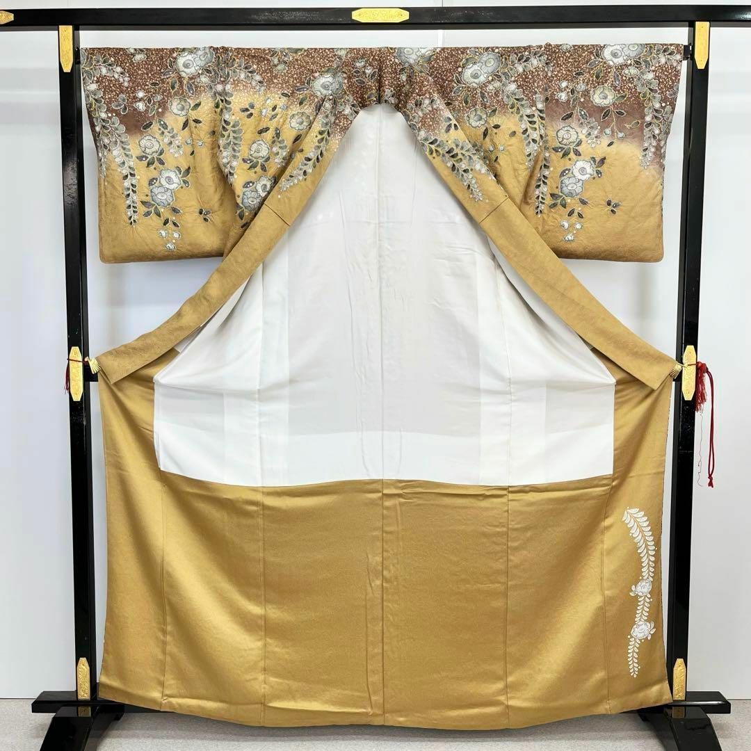 訪問着 作家物 美しい辻が花絞り 暈し 黄櫨色 トールサイズ K-4017 訪問着 作家物 美しい辻が花絞り 暈し 黄櫨色 トールサイズ K-4017