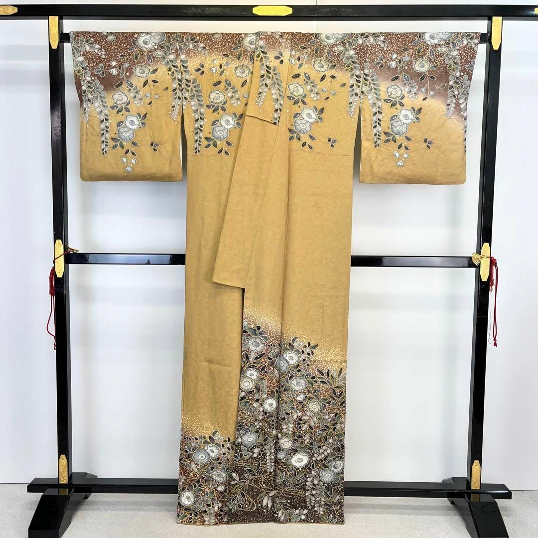 訪問着 作家物 美しい辻が花絞り 暈し 黄櫨色 トールサイズ K-4017 訪問着 作家物 美しい辻が花絞り 暈し 黄櫨色 トールサイズ K-4017