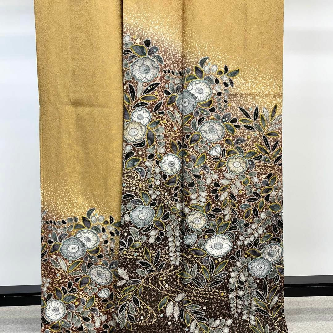 訪問着 作家物 美しい辻が花絞り 暈し 黄櫨色 トールサイズ K-4017 訪問着 作家物 美しい辻が花絞り 暈し 黄櫨色 トールサイズ K-4017