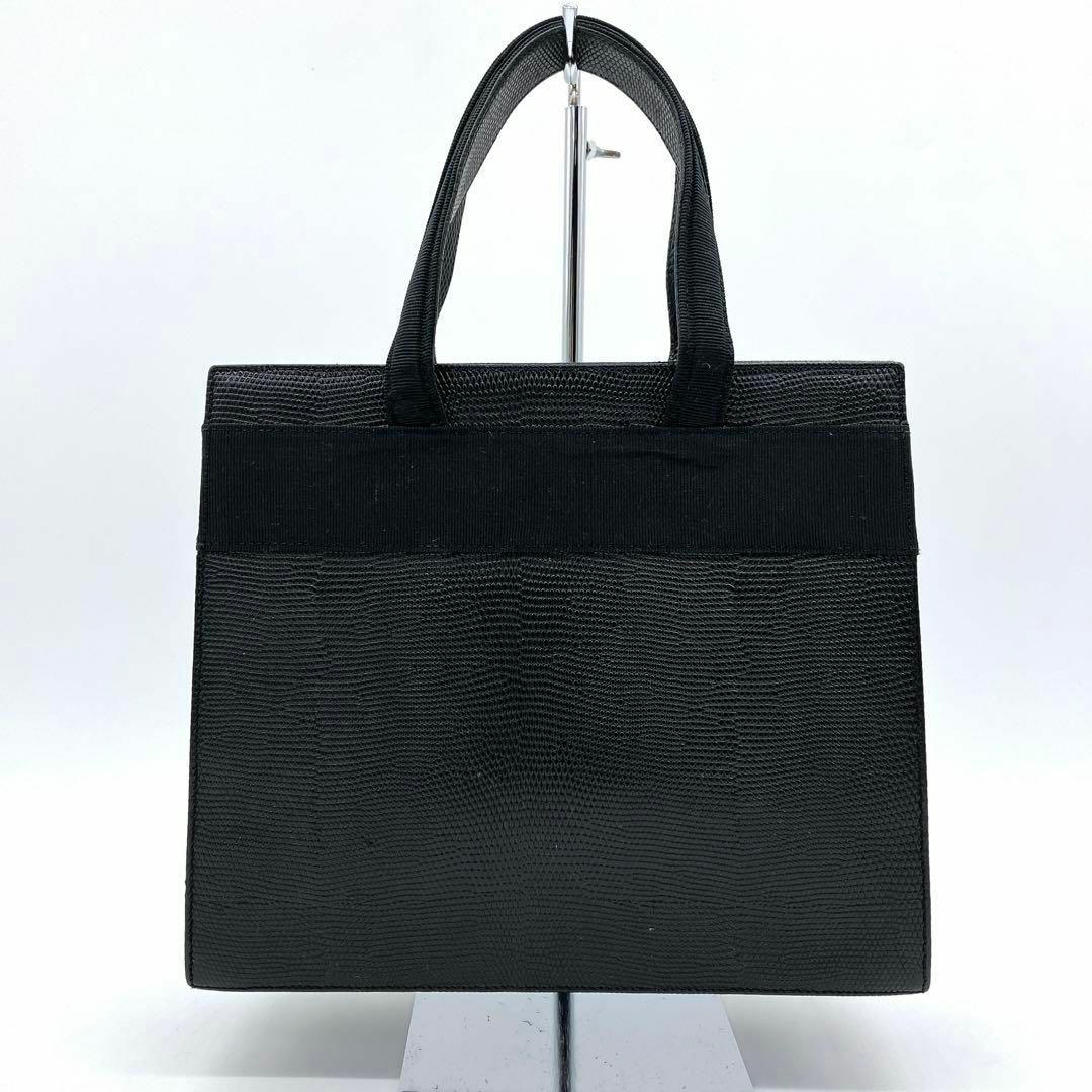 希少リザード型押【Salvatore Ferragamo】ハンドバッグ ブラック 希少リザード型押【Salvatore Ferragamo】ハンドバッグ ブラック