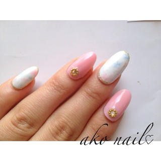 ピンク＆タイダイ柄nail コスメ/美容のネイル(つけ爪/ネイルチップ)の商品写真